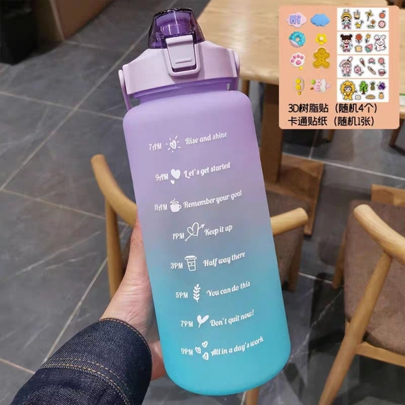 Gradient Water Bottle with Motivational Time Markers - Picture 1 of 9